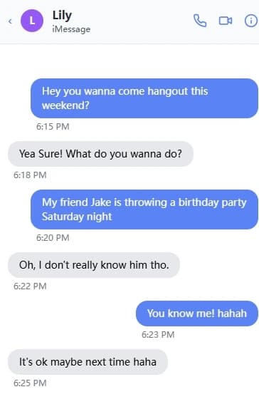 Screenshot of conversation