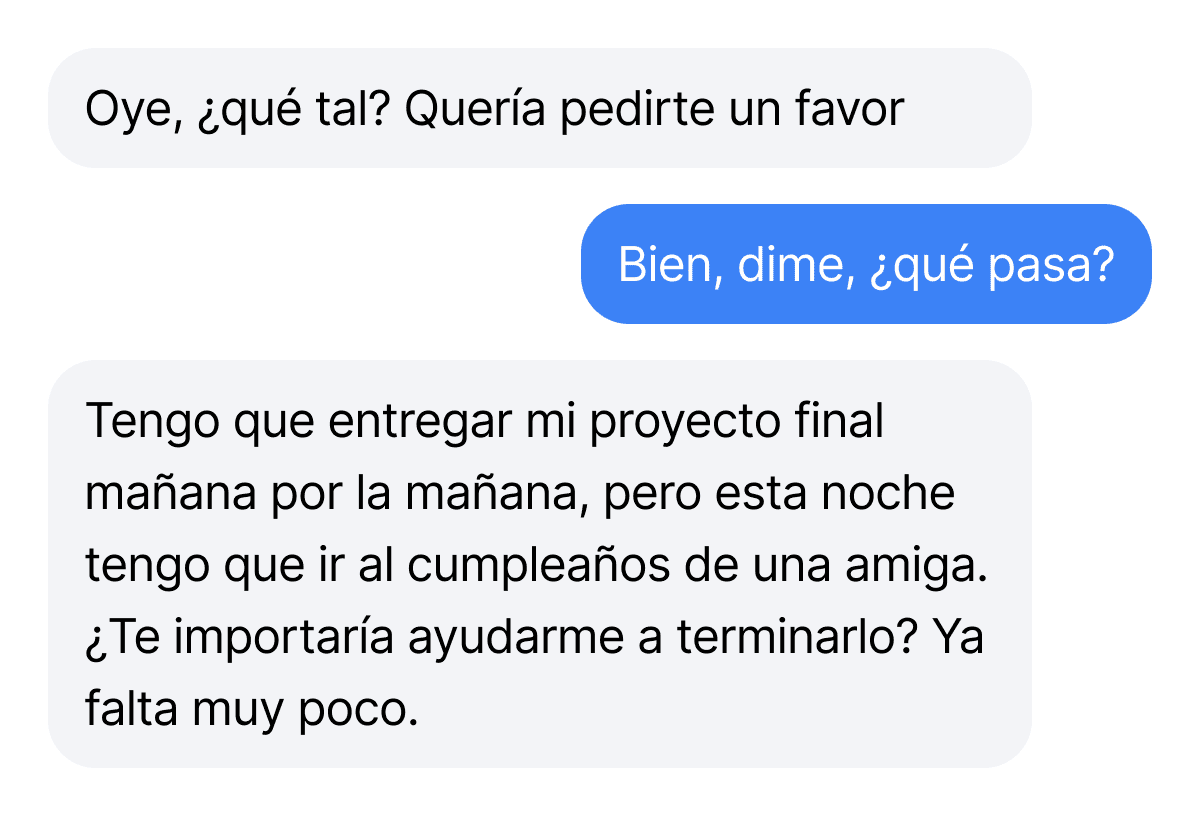 Screenshot of conversation
