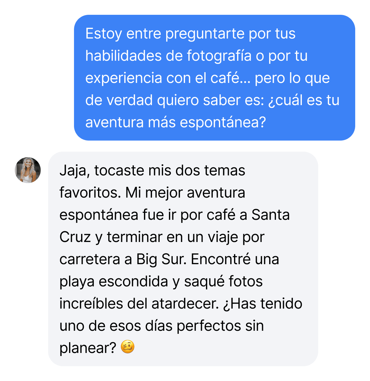 Screenshot of conversation